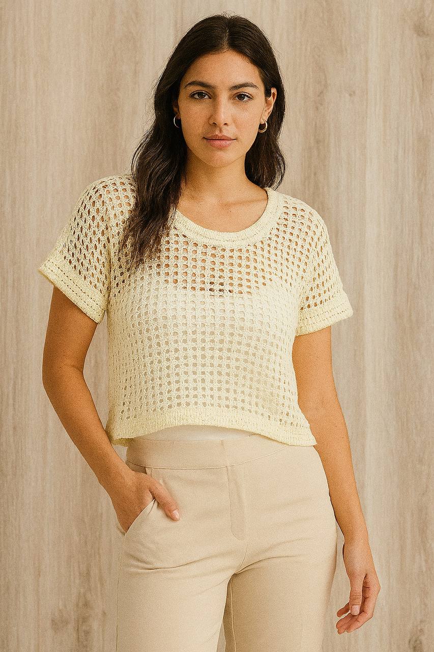 BLUSA CON TOP MALLA LLANO 31575 COD 5422 foto 1