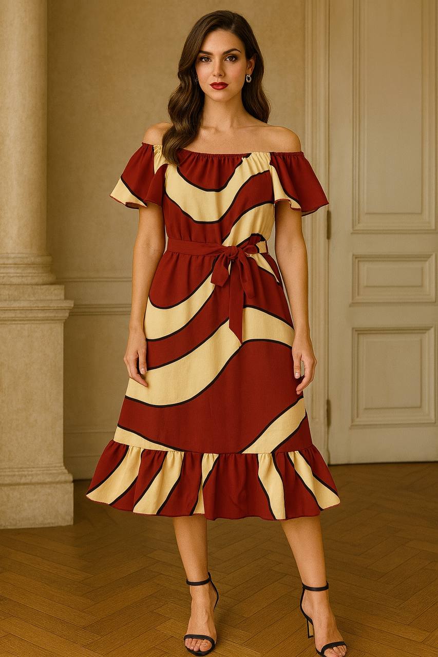 VESTIDO CREPE VICTORIA DISENO VARIADO COD 5730 foto 8