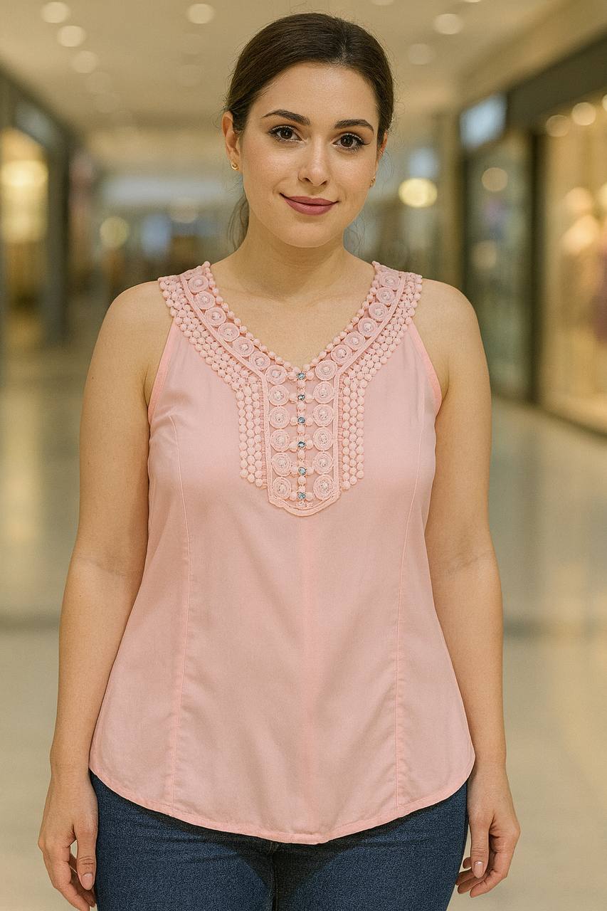 BLUSA VESTIR ENCAJE BRILLANTES COD 3965 foto 2