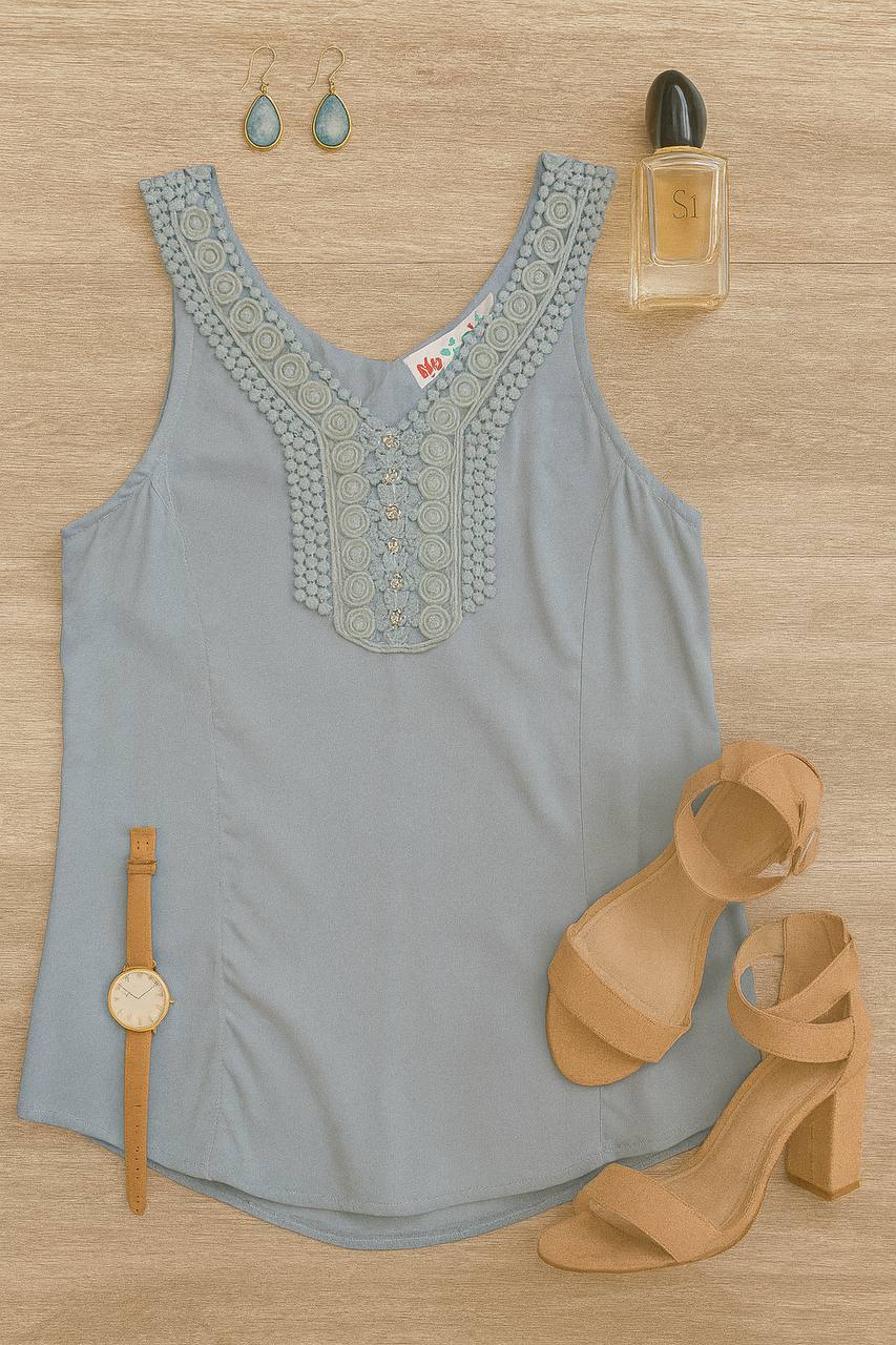 BLUSA VESTIR ENCAJE BRILLANTES COD 3965 foto 10