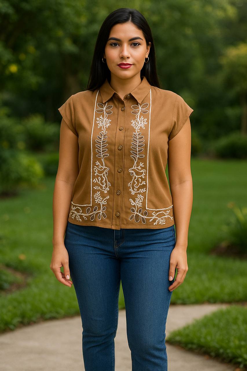 BLUSA LINO BORADO C19 COD 6043 foto 2