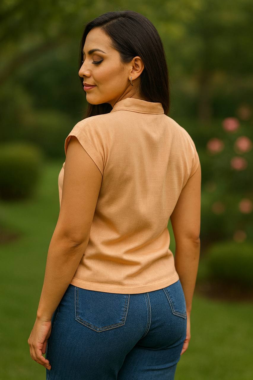 BLUSA LINO BORADO C19 COD 6043 foto 3