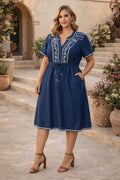 VESTIDO TELA JEAN CORRUGADO 608 COD 6427 foto 1