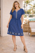 VESTIDO TELA JEAN CUADROS 612 COD 6430 foto 1