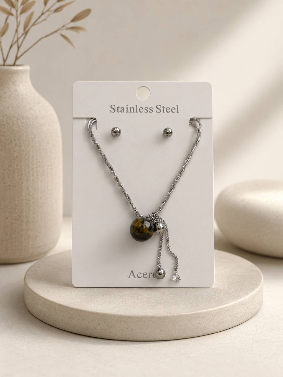 SET DE ARETES Y CADENA COD 7118 foto 5