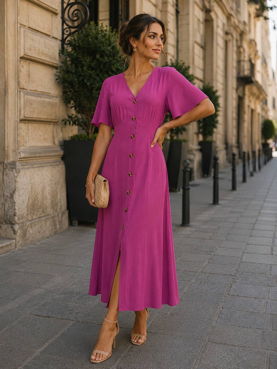 VESTIDO LLANO BOTONES COD 7271 foto 3