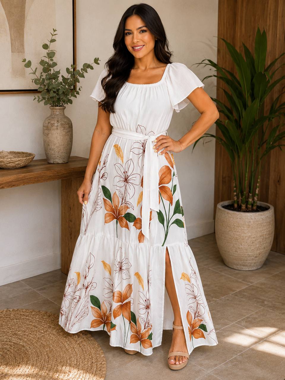 VESTIDO FLORES CREPE COD 7669 foto 2