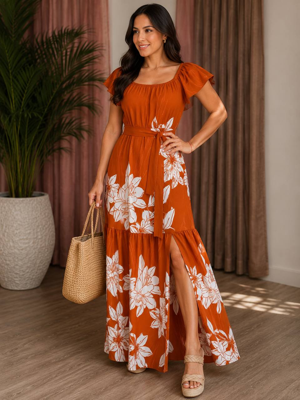 VESTIDO FLORES CREPE COD 7669 foto 3