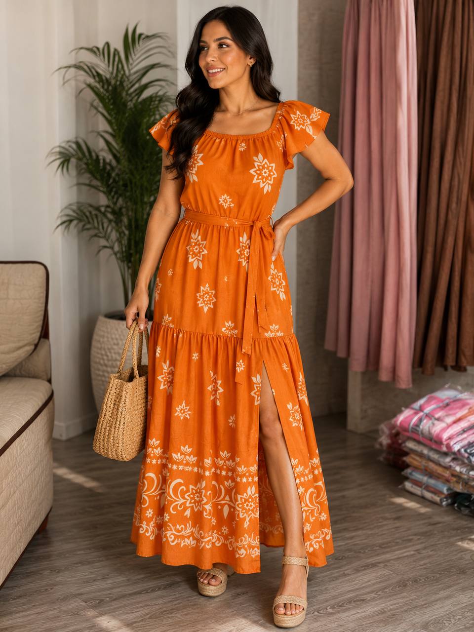 VESTIDO FLORES CREPE COD 7669 foto 4