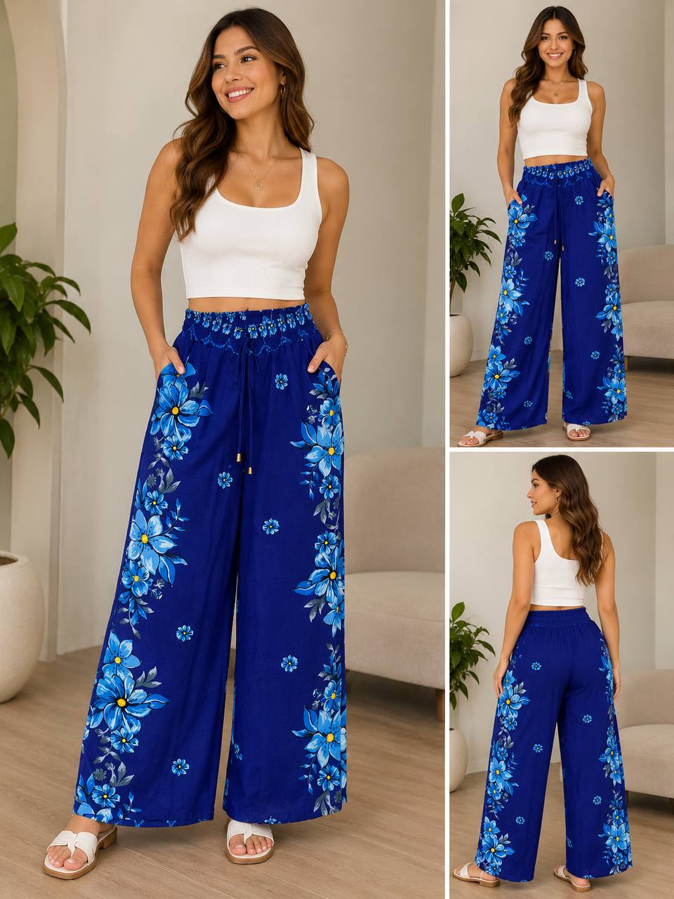 PANTALON CREPE DISENO VARIADO COD 7690 foto 1