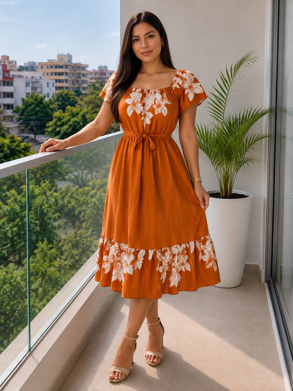 VESTIDO CREPE DISENO VARIADO COD 7678 foto 8