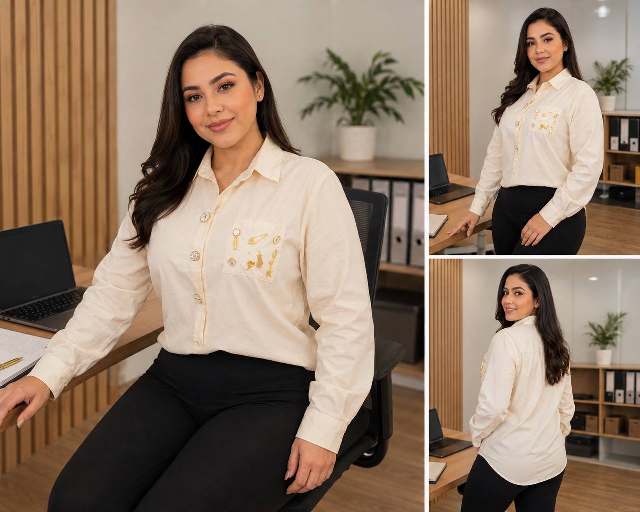 CAMISA MANGAS LARGAS Z1482 APLIQUES COD 7672 foto 1