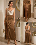 FALDA SATIN LLANA ABERTURA C121 COD 7888 foto 1