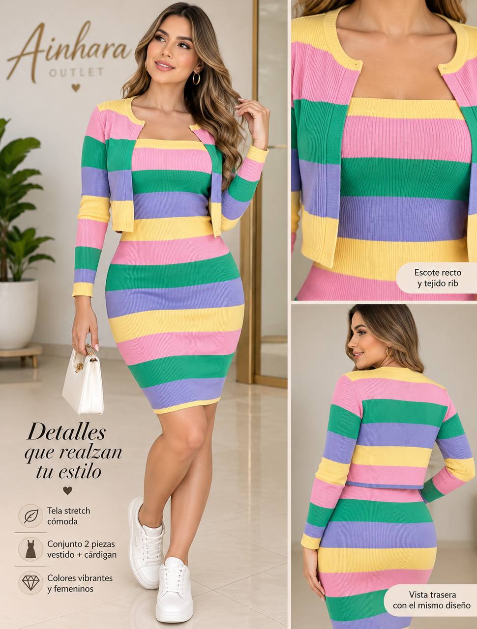 VESTIDO 2 EN 1 RAYAS COD 7934 foto 3