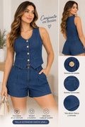 CONJUNTO SHORT TELA JEAN B66049 COD 7138 foto 1
